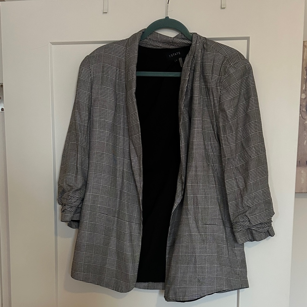 STATE Black and White Checkered Blazer